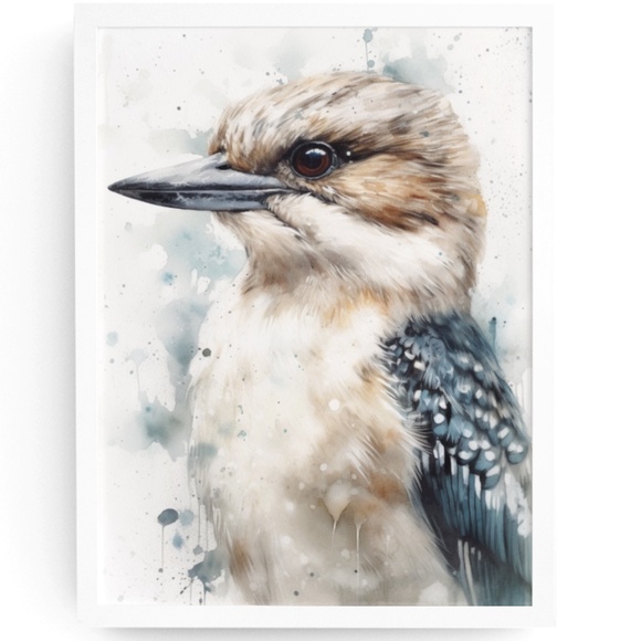 Creative Path Studios Other - Watercolor Kookaburra Bird Portrait Wall Art Illustration Print Unframed